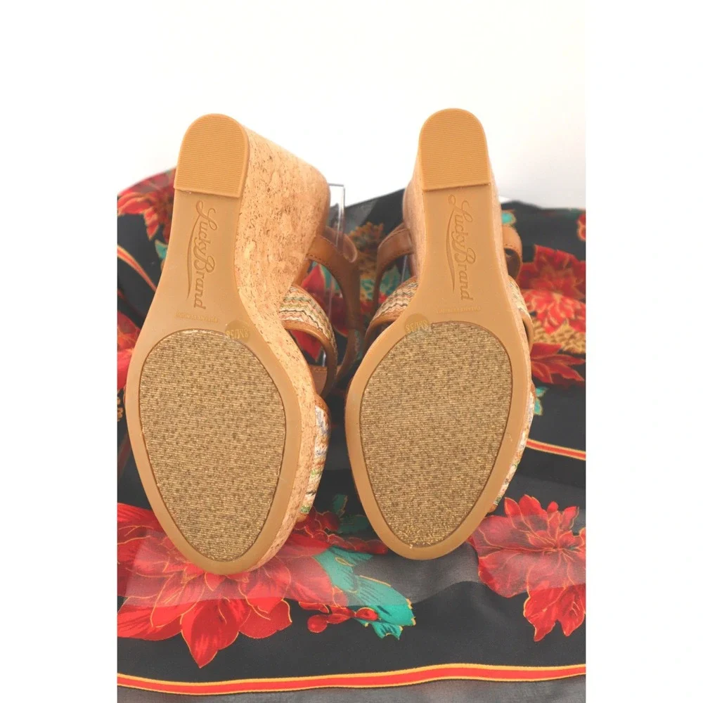 LUCK BRAND Riedel 2‎ cork wedge pastel sandals - Size 8M